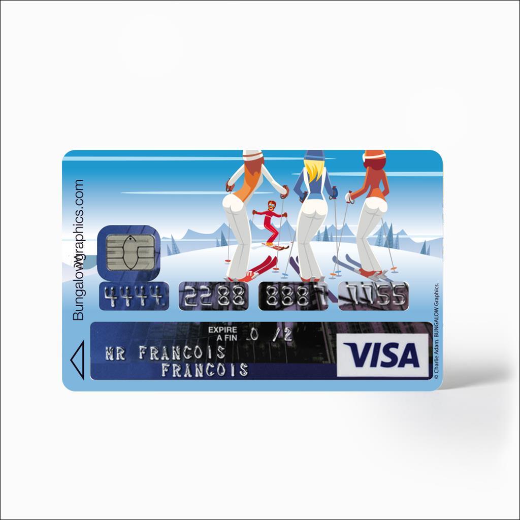 Sticker carte bancaire Leçon de ski