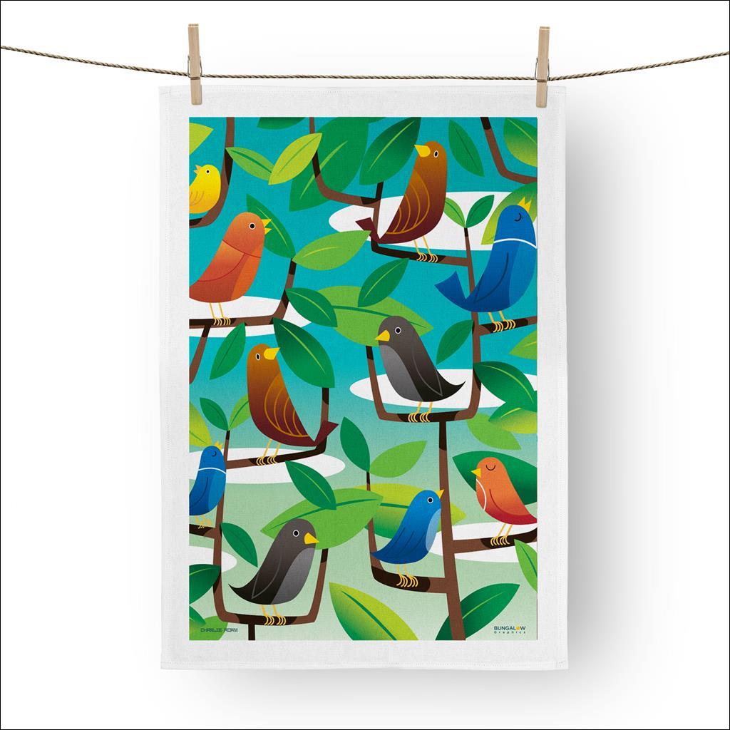 Spring birds Tea towel 