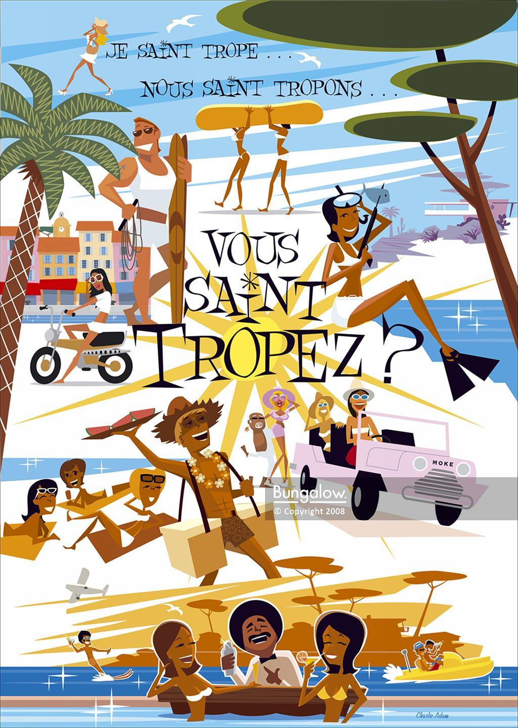 Vous St Tropez Par Charlie Adam Bungalow Graphics Achat Tableaux And Affiches L Art D été